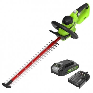 Akumuliatorinės gyvatvorių žirklės Greenworks G24HT56IIK2, 24V, 56cm, 1x2.0Ah