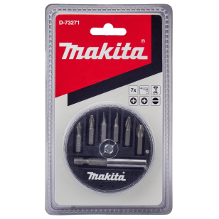 Torsion sukimo antgalių komplektas Makita D-73271, (Ph1, Ph2, Sl3, Sl5, Pz2, Pz3, magnetinis laikilis), 7 vnt.