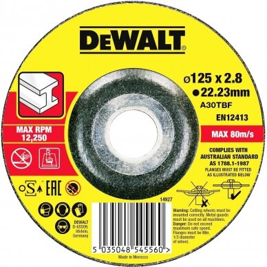 Abrazyvinis pjovimo diskas DeWalt DT43911-QZ, 125x2.8 mm