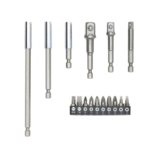 Adapterių ir antgalių komplektas 1/4"(6,3 mm) į antgalius ir galvutes 1/4" - 3/8" - 1/2" | 16 vnt. (SB16)