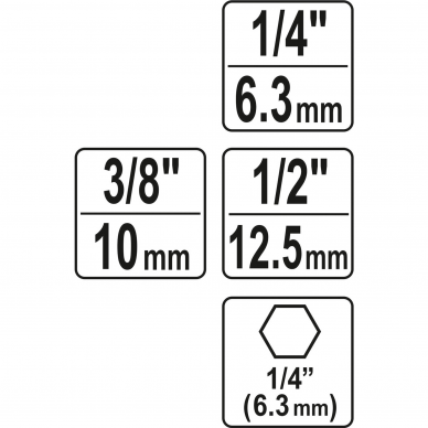 Adapterių komplektas Yato, 3 vnt. 4