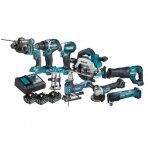 Akumuliatorinių įrankių komplektas Makita DLX9009T + Peiliukai, 18 V, 3x5.0Ah