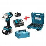 Akumuliatorinis smūginis veržliasukis Makita DTW300RTJ +DOVANA B-52308, 18V, 2x5,0Ah