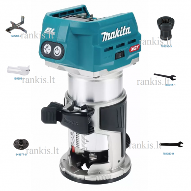 Akumuliatorinė freza Makita RT001GZ04, 40 V max, (be akum.ir krov.)