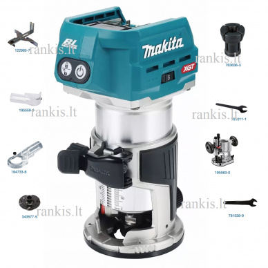 Akumuliatorinė freza Makita RT001GZ11, 40 V max, (be akum. ir krov.) +DOVANA BL4025 1