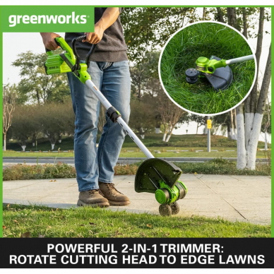 Akumuliatorinė žoliapjovė / trimeris Greenworks G40LT33K2, 40 V, 2,0 Ah, 33 cm 4