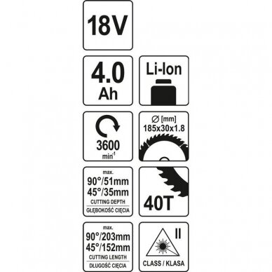 Akumuliatorinės medžio pjovimo staklės Yato YT-82816, 185 mm, 18V, 1x4.0Ah 3