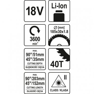 Akumuliatorinės medžio pjovimo staklės Yato YT-82817, 185 mm, 18V 6