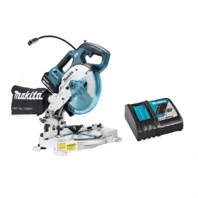 Akumuliatorinės pjovimo staklės Makita DLS600Z + 5,0Ah, 18V