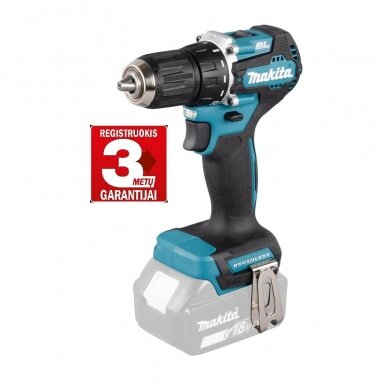 Akumuliatorinis bešepetėlinis gręžtuvas Makita DDF487Z, 18V, 40Nm (3 metų garantija)