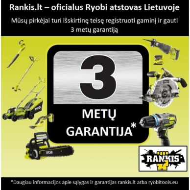 Akumuliatorinis bešepetėlis grandininis pjūklas Ryobi RY36CSX40B-160, 36V 6,0Ah + 4,0Ah, 40cm 6