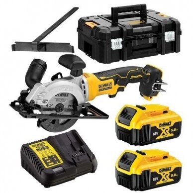 Akumuliatorinis diskinis pjūklas Dewalt DCS571P2-QW, 18 V, 2x5.0 Ah