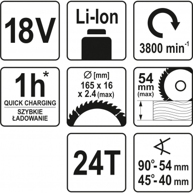 Akumuliatorinis diskinis pjūklas Yato, 18 V, (be akum. ir krov) 3