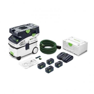 Akumuliatorinis dulkių siurblys CLEANTEC Festool CTLC MIDI I-Plus, 18 V, 4 x 5,0 Ah, (577671)