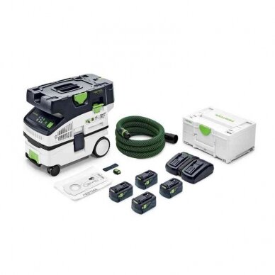 Akumuliatorinis dulkių siurblys CLEANTEC Festool CTLC MINI I-Plus, 18 V, 4 x 5,0 Ah, (577670)