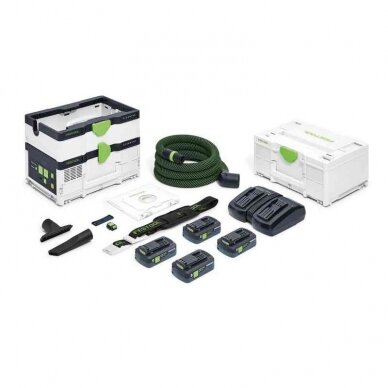 Akumuliatorinis dulkių siurblys CLEANTEC Festool CTLC SYS HPC 4,0 I-Plus, 18 V, 4 x 4,0 Ah, (576944)