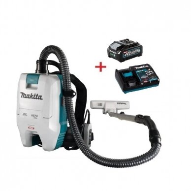 Akumuliatorinis dulkių siurblys (kuprinė) Makita VC008GZ, 40 V, (be akum. ir krov.) +DOVANA BL4040 ir DC40RA