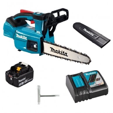 Akumuliatorinis grandininis pjūklas Makita DUC254RM, 18 V, 4.0 Ah, 25 cm