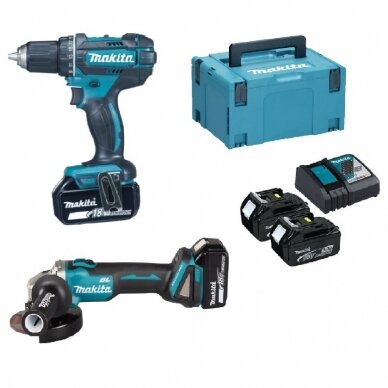 Akumuliatorinių įrankių komplektas Makita DDF482 + DGA506Z, 18V, 2x5,0Ah