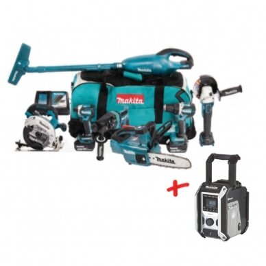 Akumuliatorinių įrankių komplektas Makita DLX7017GX1 + DOVANA, 18 V, 2x6,0Ah