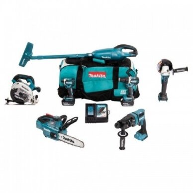 Akumuliatorinių įrankių komplektas Makita DLX7017GX1 + DOVANA, 18 V, 2x6,0Ah 1