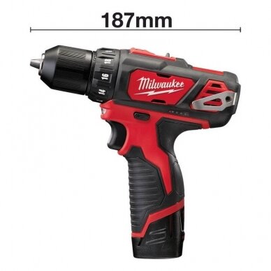 Akumuliatorinis gręžtuvas MILWAUKEE M12 BDD-202C 1