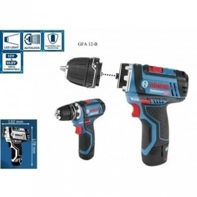 Akumuliatorinis gręžtuvas-suktuvas Bosch GSR 12V-15 FC Professional 1