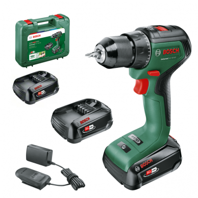 Akumuliatorinis gręžtuvas- suktuvas Bosch UniversalDrill 18V-60, 18 V, 2x2,0 Ah