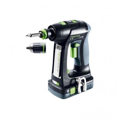 Akumuliatorinis gręžtuvas-suktuvas Festool C 18 HPC 4,0 I-Plus, 18 V, 2 x 4.0 Ah, (576435) 1