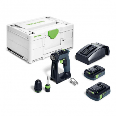 Akumuliatorinis gręžtuvas-suktuvas Festool CXS 18 C 3,0-Plus, 18 V, 2 x 3,0 Ah, (576883)