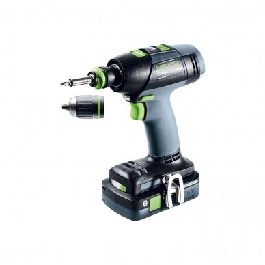 Akumuliatorinis gręžtuvas-suktuvas Festool T 18+3 HPC 4,0 I-Plus, 18 V, 2x 4.0 Ah, (576446) 1