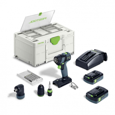 Akumuliatorinis gręžtuvas-suktuvas Festool TXS 18 C 3,0-Set, 18 V, 2 x 3,0 Ah, (576896)