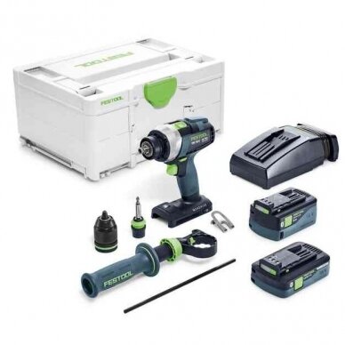 Akumuliatorinis gręžtuvas-suktuvas QUADRIVE Festool TDC 18/4 5,0/4,0 I-Plus, 18 V, 4,0/5,0 Ah, (577649)