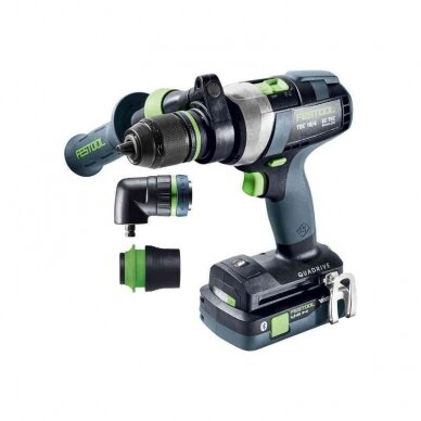 Akumuliatorinis gręžtuvas-suktuvas QUADRIVE Festool TDC 18/4 5,0/4,0 I-Set, 18 V, 4,0 / 5,0 Ah (577612) 1