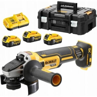 Akumuliatorinis kampinis šlifuoklis Dewalt DCG405P3-QW, 3x5.0Ah