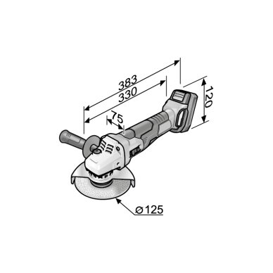 Akumuliatorinis kampinis šlifuoklis FLEX LB 125 18.0-EC 5