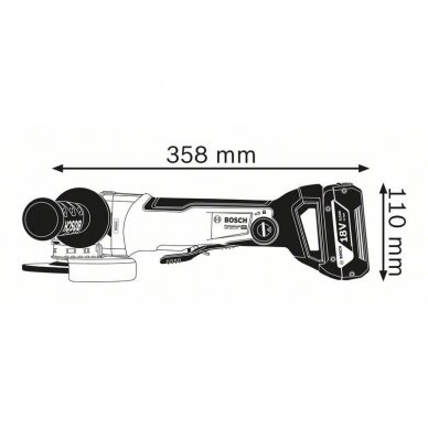 Akumuliatorinis kampinis šlifuoklis su X-LOCK Bosch GWX 18V-10 PC SOLO, 125 mm 3