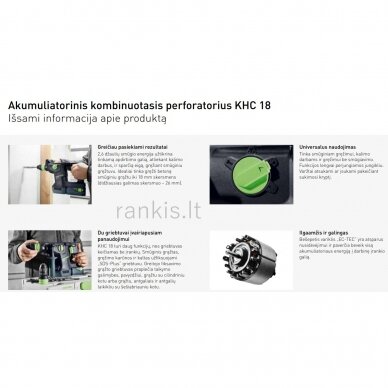 Akumuliatorinis kombinuotas perforatorius Festool KHC 18 5,0 EBI-Plus (577448) 2