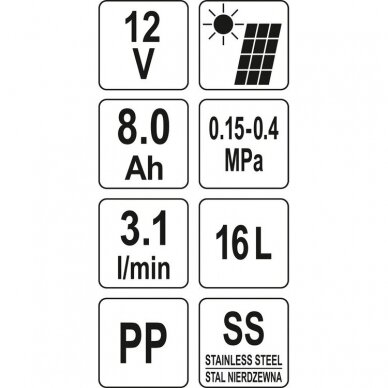 Akumuliatorinis kuprinis purkštuvas Yato YT-86220, 16l, + saulės baterija 2