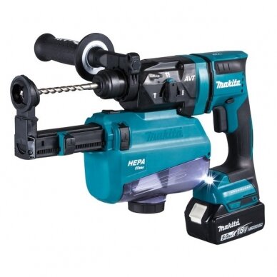 Akumuliatorinis perforatorius Makita DHR182RTWJ, 18 V, SDS-PLUS, 1,7J, LED, Vacuum