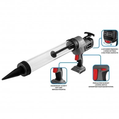 Akumuliatorinis sandarinimo pistoletas GRAPHITE 58GE115, 18 V, (be akum.ir krov.) 5