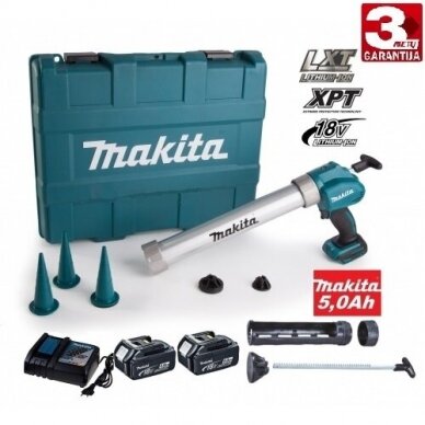 Akumuliatorinis sandarinimo pistoletas Makita DCG180RTEX, 18V, 5,0Ah