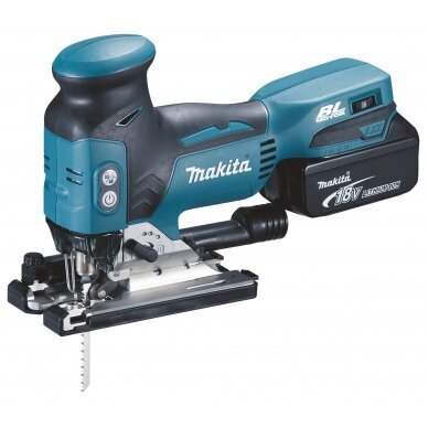 Akumuliatorinis siaurapjūklis Makita DJV181RTJ, 18 V 2x5,0Ah Li-on + Peiliukai ir Lagaminas