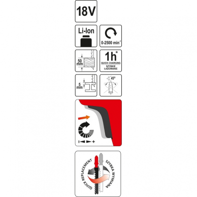 Akumuliatorinis siaurapjūklis Yato, 18 V, (be akum. ir krov.) 3