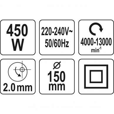 Elektrinis šlifuoklis Yato, 450 W, 150 mm 4