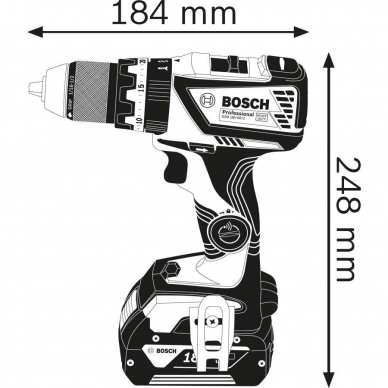 Akumuliatorinis smūginis gręžtuvas-suktuvas Bosch GSB 18V-60C, 18 V, 2x4,0 Ah, professional 1