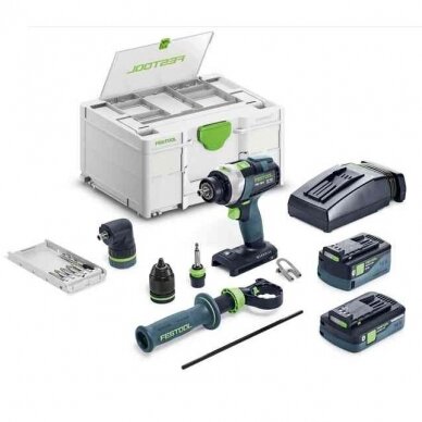 Akumuliatorinis smūginis gręžtuvas-suktuvas QUADRIVE Festool TPC 18/4 5,0/4,0 I-Set, 18 V, 4,0 / 5,0 Ah, (577621)