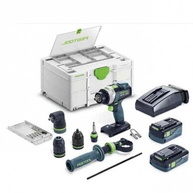 Akumuliatorinis smūginis gręžtuvas-suktuvas QUADRIVE Festool TPC 18/4 5,0/4,0 I-Set/XL, 18 V, 4,0 / 5,0 Ah, (577622)