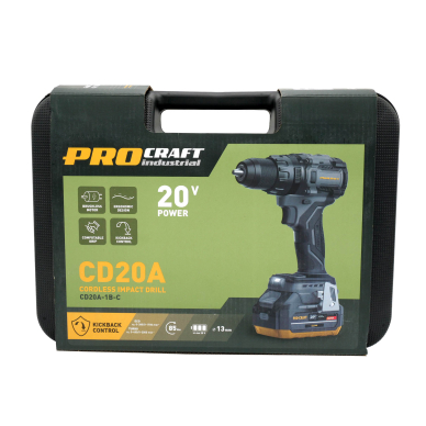 Akumuliatorinis suktuvas - gręžtuvas ProCraft CD20A, 20 V, 4.0 Ah 7