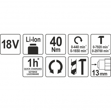 Akumuliatorinis smūginis suktuvas-gręžtuvas Yato, 18 V, (be akum. ir krov.) 3